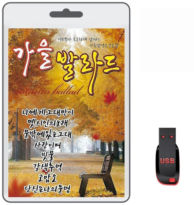 USB 가을 발라드 80곡 휴대용라디오 mp3 트로트 노래 가요 음반 나에게그대만이 옛시인의노래 문밖에있는그대 사랑이여 - 쿠팡