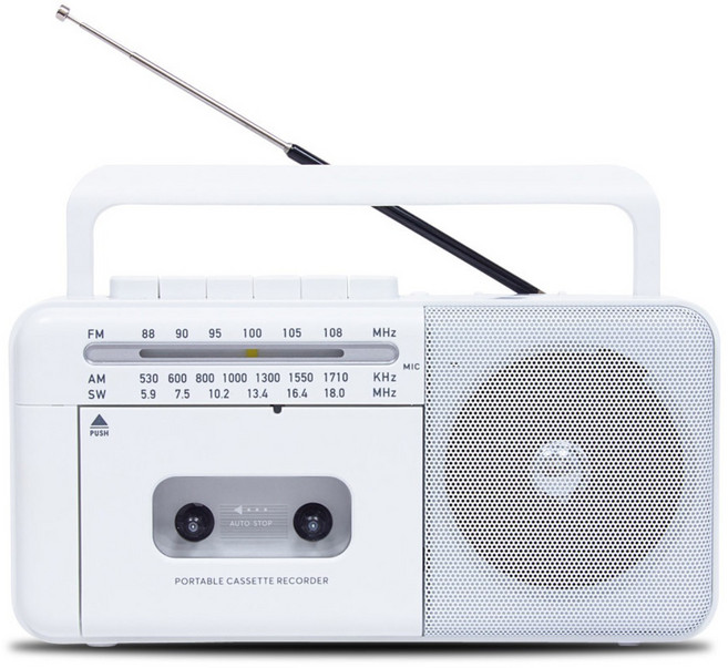 [7080 카세트 라디오]레트로 클래식 올인원 휴대용카세트 라디오, White(화이트)