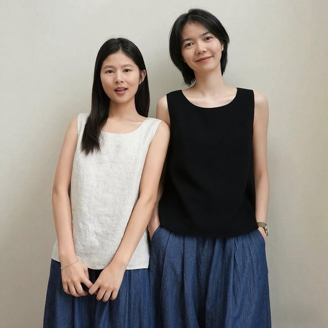 1+1여성 면 린넨 라운드 나시 나시 여름 빅사이즈 이너 나시 탑