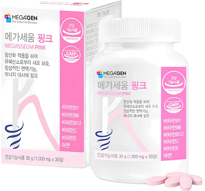 메가세움 핑크 면역기능 멀티비타민 종합영양제 항산화작용, 1개, 30정 - 쿠팡