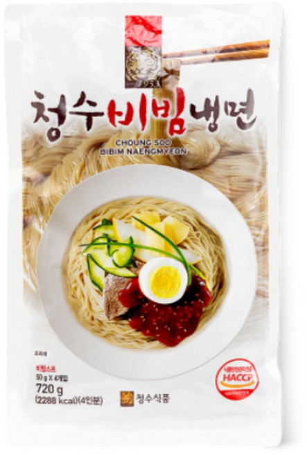 청수 비빔냉면 720g 1개 4인분 비빔장 세트 비빔소스 메밀가루 고구마전분 쫄깃한 면
