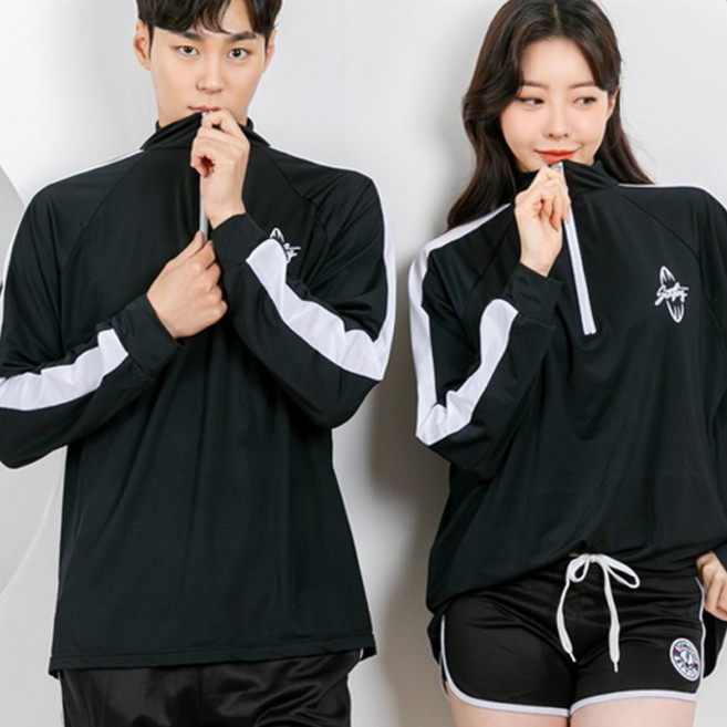 알스트로 한줄 루즈핏 반집업 래쉬가드