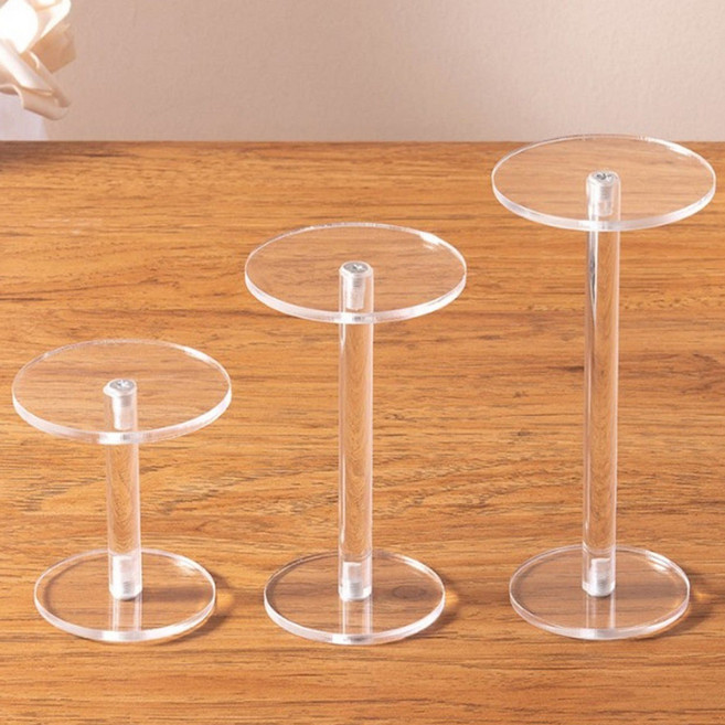 [스몰띵굿띵] 아크릴 원형 전시 진열 받침대 3P 세트, 투명