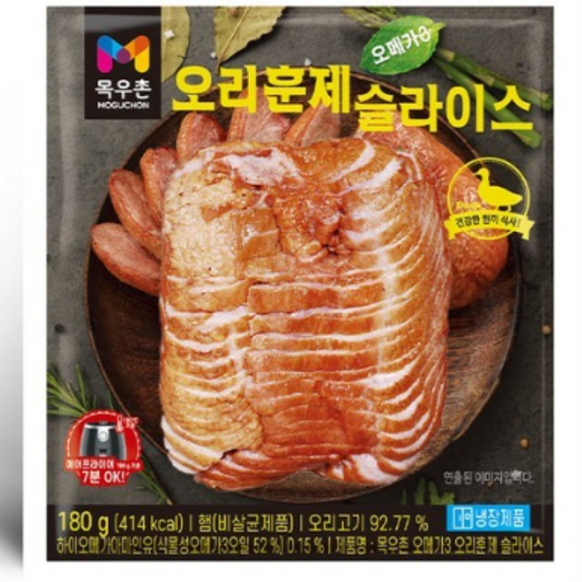 목우촌 오메가3 오리훈제 슬라이스, 16개, 180g