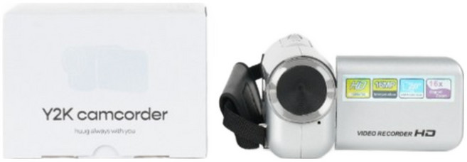 휴그 Y2K 캠코더 (+SD카드+스티커+건전지) 레트로 감성 빈티지 카메라, 실버