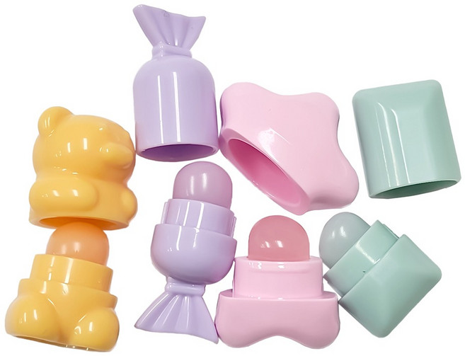 휴대용 실리콘 립 브러쉬 미니 립브러쉬 핑거팁, 4개, 분홍(별)