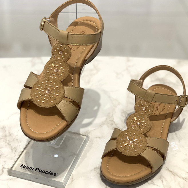 허시파피 여성화 발등 큐빅포인트 광폭 컴포트 몰드창 세미캐주얼 여름 스트랩샌들3FM022