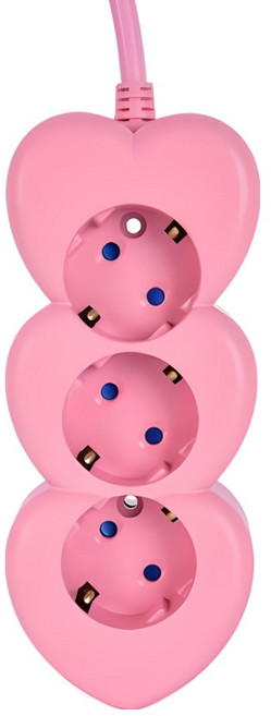 국산 디자인 멀티탭 2구 하트탭 인테리어 콘센트 하트멀티탭 국내생산 안전성 디자인 안전 접지핀, KM하트탭 3구1.5M핑크, 1개