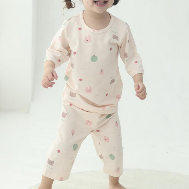 잼베이비 면모달스판 7부_작은토끼곰 핑크 탁월한 부드러움에 쫀쫀한 짜임의 찰떡같이 느낌좋은 7부상하 봄가을 간절기에 딱 입기좋은 손맛좋은 편안한 7부상하