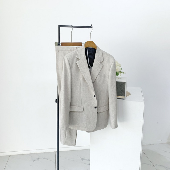남자 여름 린넨 스판 보카시 자켓 9부 슬랙스 캐주얼 정장수트 셋업2color