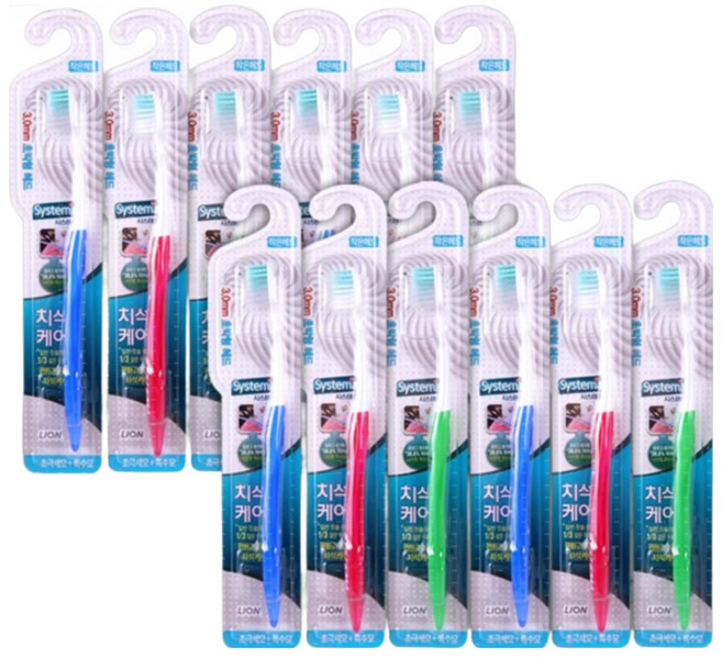 Systema Compact 시스테마 치석케어 콤팩트 칫솔 초박형헤드 나선형 특수모, 12개, 1개입