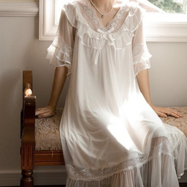 여름 반팔 롱원피스 잠옷 예쁜 홈드레스