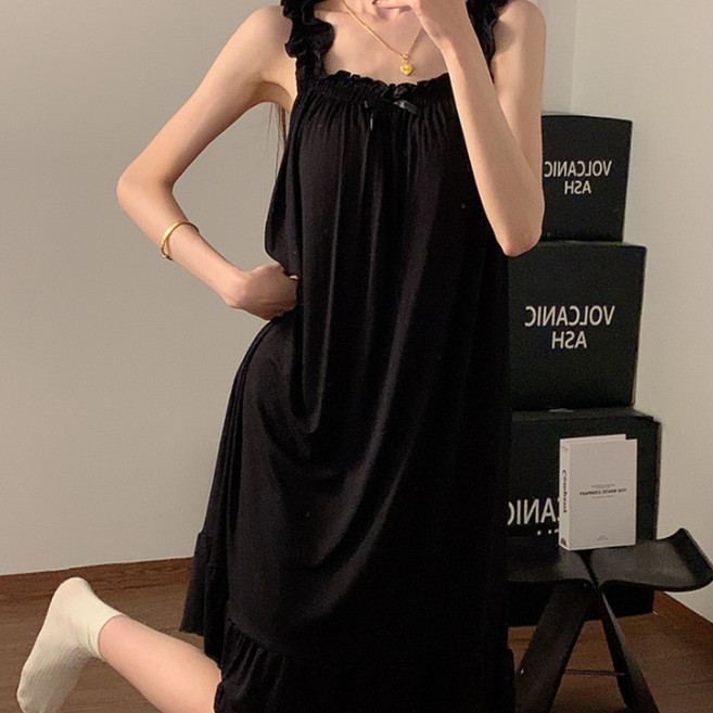 무니유유 여성 시원한 소프트 모달원단 캡내장 빅사이즈 고탄력 수면 쿨 잠옷 원피스