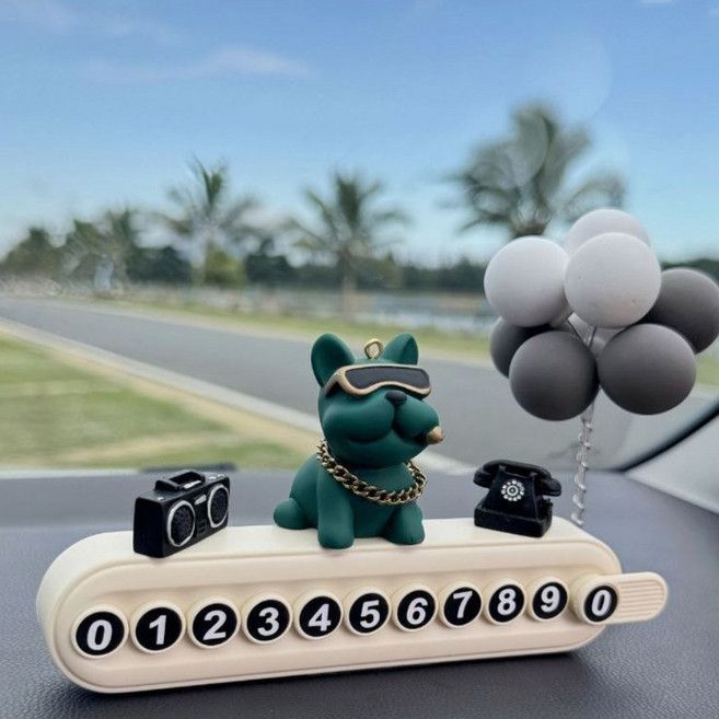 불독 차량용 임시주차번호판, 1개, 그린 불독 화이트 베이스+풍선