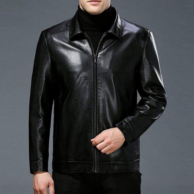 남자 겨울자켓 데일리 페이크레더 비건 기모 보온 가죽 자켓 2컬러