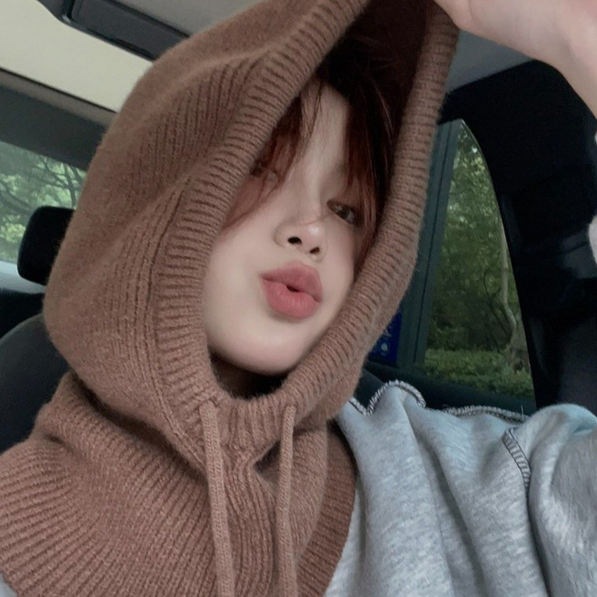 구쯔야 와이드핏 여성 겨울 니트 바라클라바 방한 모자 넥워머