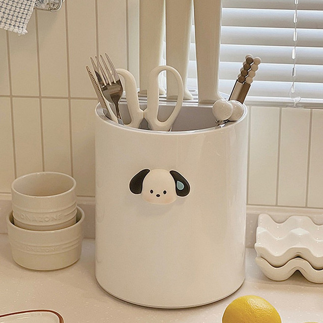 MCOMPANY 회전형 물빠짐 수저통 주방 대용량 칼꽂이 칼보관함 다용도 수저 정리함 숟가락통 수저꽂이 조리도구 수납 거치대 [DNLTSL-TNWJ875410000], 1개