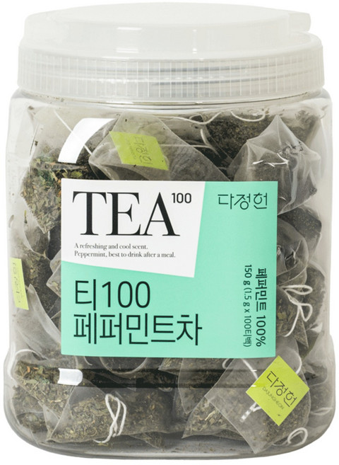 다정헌 페퍼민트 차 친환경 PLA 망사필터 삼각티백, 1개, 100개입, 1.5g