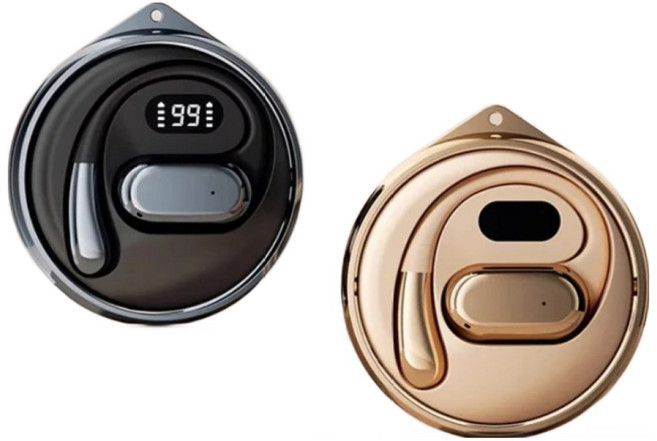 1/1+1 [144가지 언어 통역] 스마트 클립형 블루투스 통역 이어폰 AI 기술 번역기 골전도 블루투스 이어폰 노이즈 캔슬링 이어폰, 블랙+금색, AI 번역