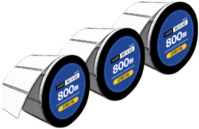 유니라벨 감열라벨 스티커 가로 8cm 세로 6cm 800매 3롤, 감열라벨 80*60*800매 3롤, 1세트