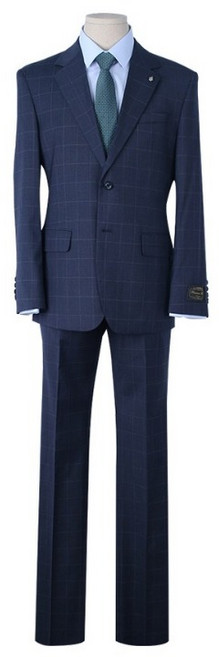 3계절용 모직 네이비 윈도우체크 정장세트 TSU215074