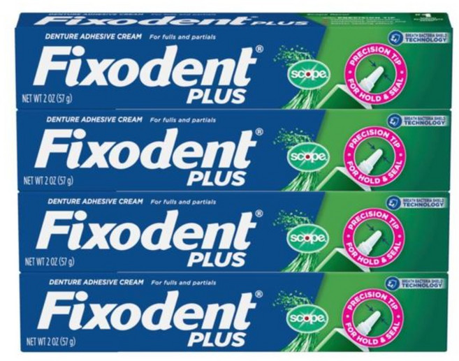 Fixodent 픽소덴트 플러스 스코프 시큐어 의치 접합제 56g, 4개