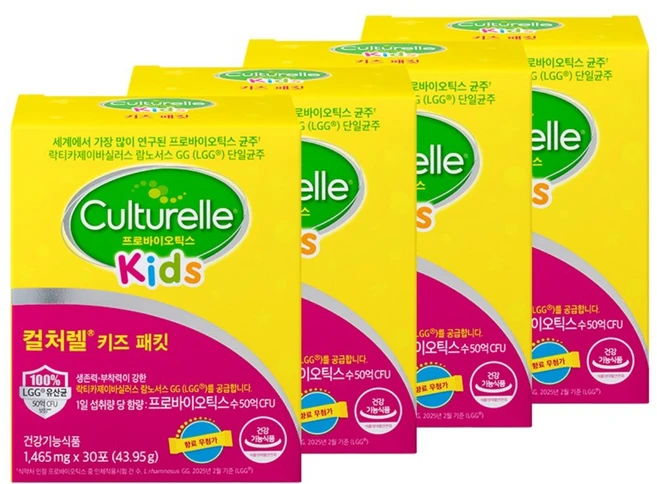 컬처렐 LGG 어린이 유산균 키즈패킷 30스틱 4개월, 45g, 4개 - 쿠팡