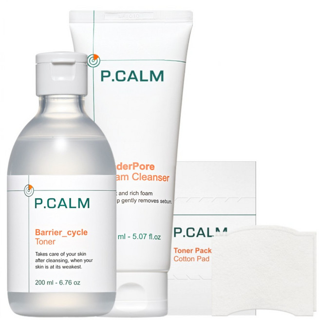 [본사정품] 피캄 베리어 사이클 토너 200ml + 언더포어 바테카 폼클렌징 150ml + 화장솜 80컷, 1세트