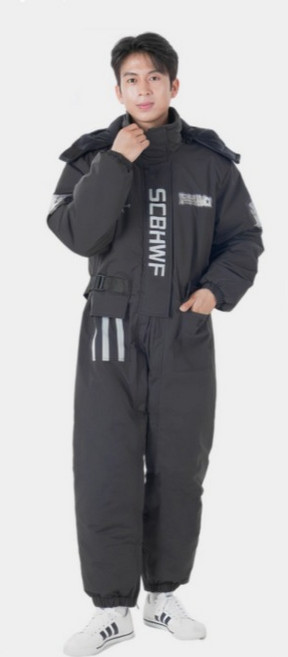 남성 겨울 방한 우주복 일체형 점프수트 오토바이 라이딩용 방수 작업복 보온성 뛰어난 동계 낚시 스키복 배달복 패딩 스타일