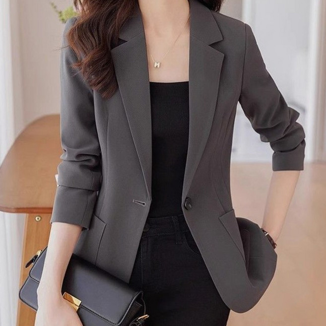 여성 원버튼 슬림핏 정장 자켓 고급 오피스룩 하객룩 면접복장 캐주얼 포켓 정장 상의