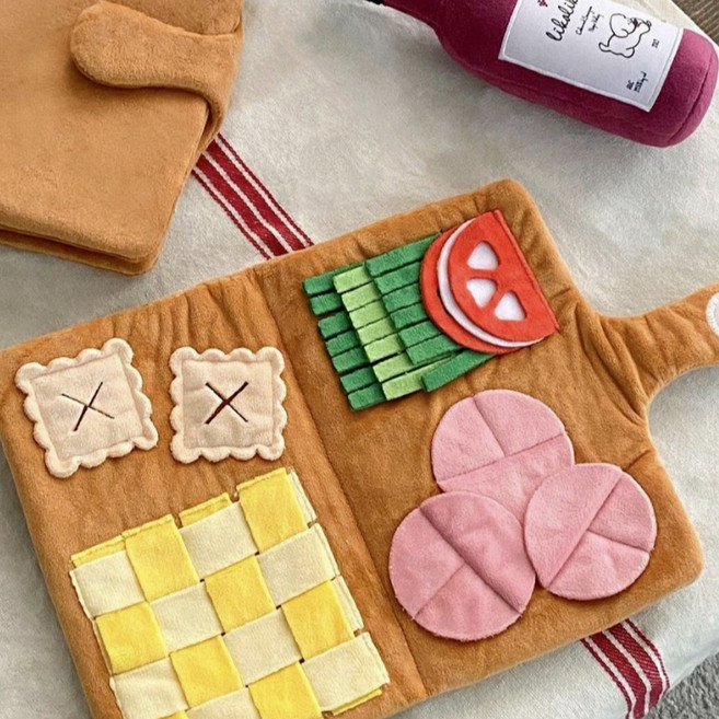 나띵베럴 삑삑 바스락 노즈워크 간식놀이 메뉴판 장난감, 1개, 브라운