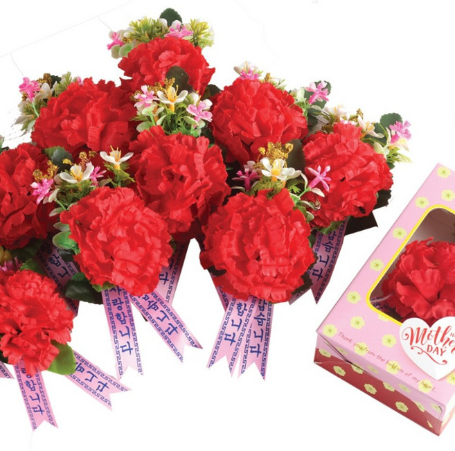 노크원 국산카네이션코사지 조화 브로치 어버이날 스승의날 행사용, 50개, 특1