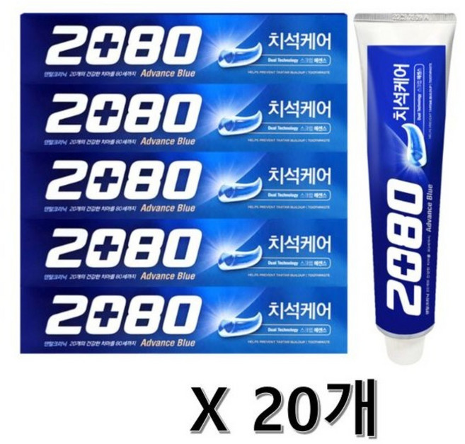 2080 치석케어 어드밴스 블루 치약 160g, 20개