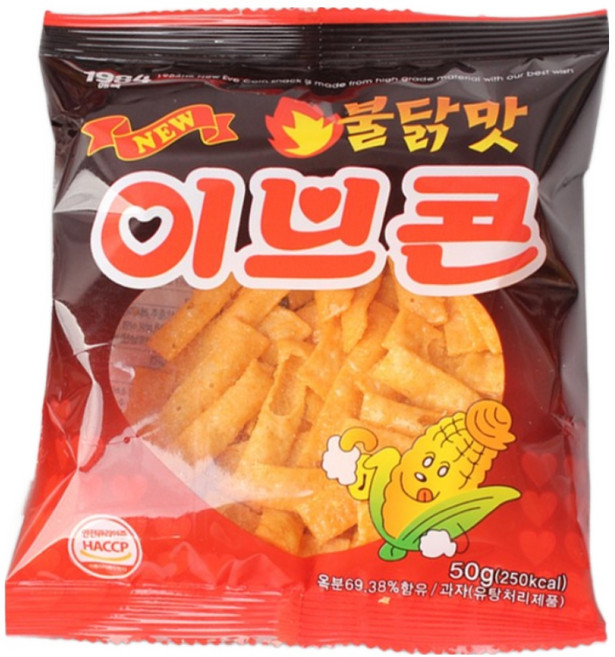 이브콘 불닭맛 옛날과자 옥수수스낵, 5개, 50g