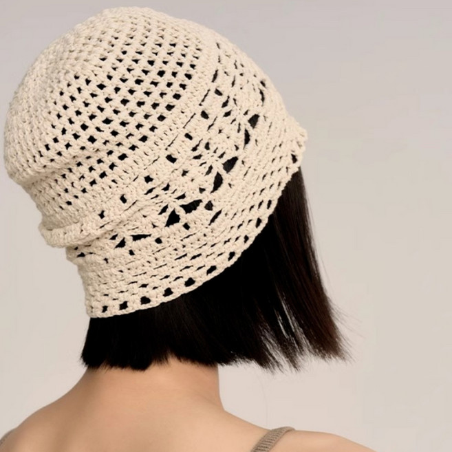 HALOPICK 플라워 봄 여름 뜨개 버킷햇 크로셰 롱 비니