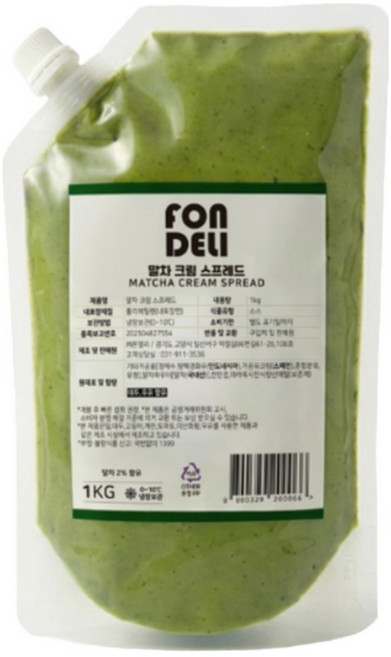 폰델리 말차크림 스프레드 1kg 업소용, 1개