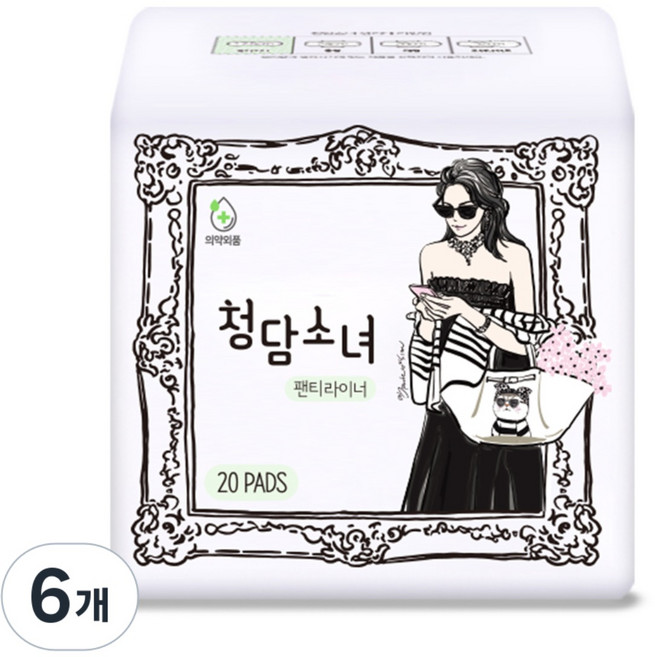 [비건라이프] 청담소녀 팬티라이너, 롱, 20개입, 6개
