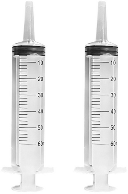 제이엠엘 반려동물 피딩용 주사기 60ml 2개 투명, 반투명