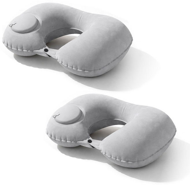 뉴하 트래블이지 에어펌프 휴대용 여행용 기내 목베개 2개 세트