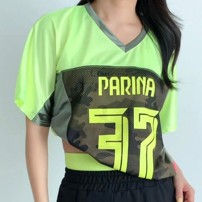 패리나제작 카모밀리터리브이져지메쉬반팔티 무대복 단체복 공연복 치어리더복 방송댄스복 에어로빅복 줌바댄스복 줌바웨어 기본 베이직 이너 봄여름신상추천
