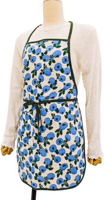 [서울양품점] 국산 리버시블 4중 거즈면 토마토 미니 앞치마 카페 주방 공방 미용 바리스타, 1개, 블루