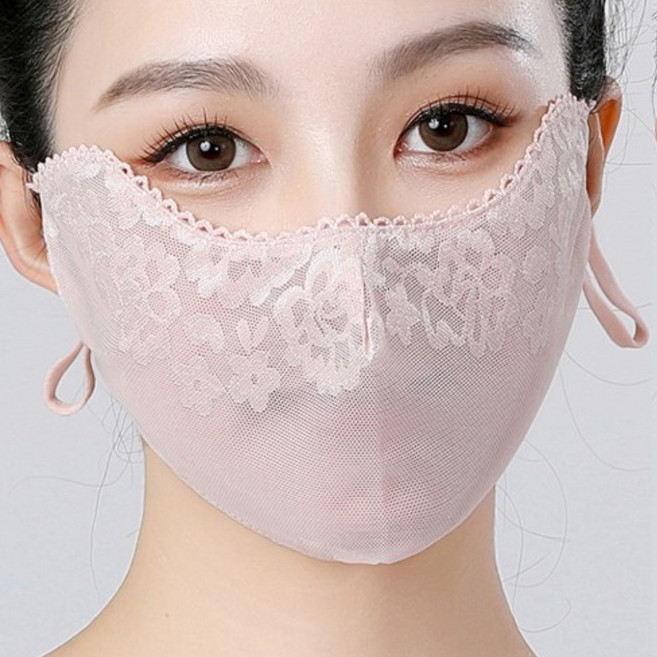 여성 UV 자외차단 마스크 여자 나들이 골프 얼굴 햇빛 안면 등산 전체 꽃망사 마스크 1+1