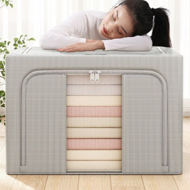 대용량 이불 보관하기 좋은 리빙박스 리빙박스 접이식 이불 옷 정리함 리빙박스 이불 정리함 옷정리 리빙박스 옷 정리함 박스 이불정리 이불 보관함, 2개, 002.익스트림 그레이