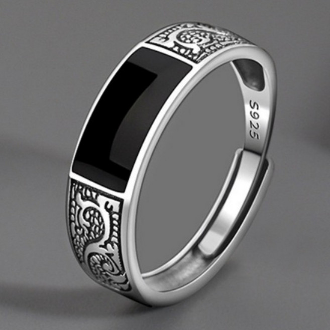 padoA 실버링 블랙 남녀공용 은반지