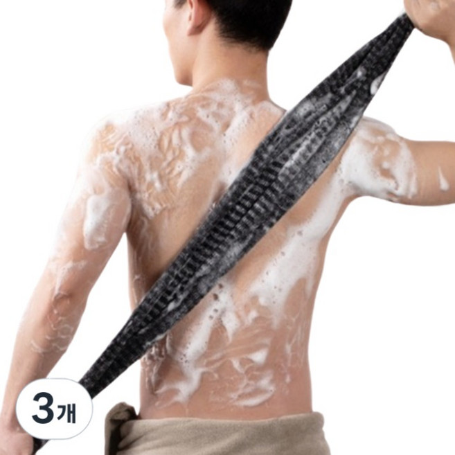 럭키라이프 하드앤스트롱 스트레스 확 풀리는 시원한 개운한 일본산 샤워타올, 3개, 1매, 블랙스트롱