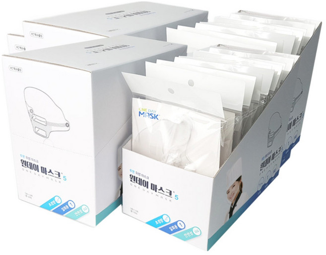 원데이 투명 위생 마스크 총200매(5매포장X40팩 RRP패키지), 4RRP（5매용X40팩=총200매）