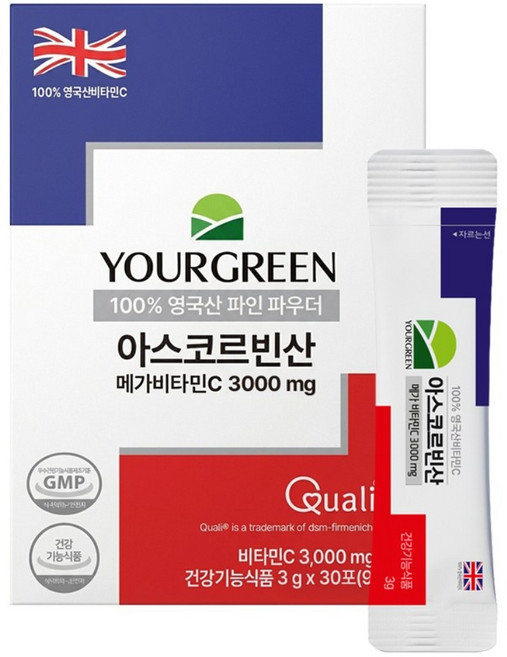 유어그린 아스코르빈산 영국산 비타민C 3000mg, 30회분, 90g, 12박스