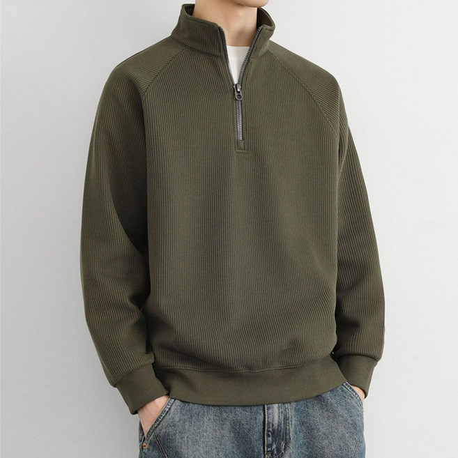 Seofst 남성 봄가을 기모 하프집업 루즈핏 맨투맨