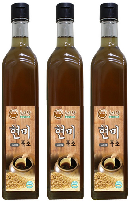초사랑 현미흑초 500ml [흑초 현미식초 천연발효식초 천연식초 생산자직접판매], 3개