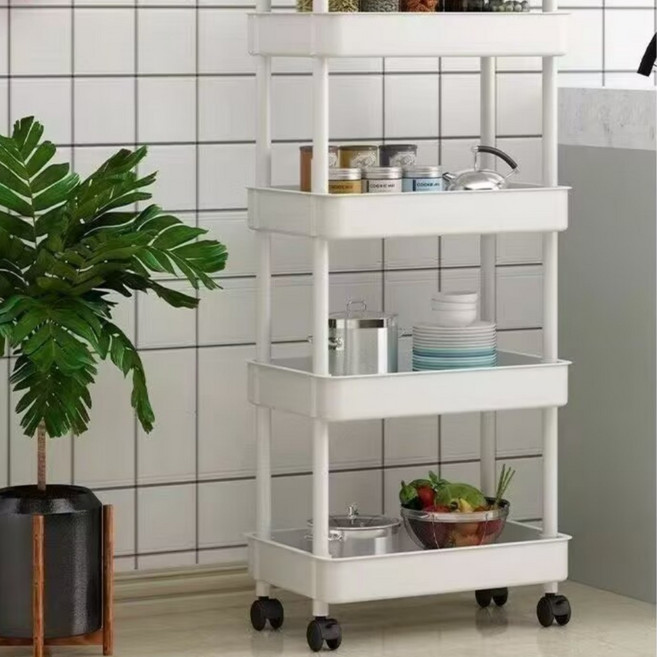 모노마 슬림형 틈새 이동식 트롤리, 화이트, 4단